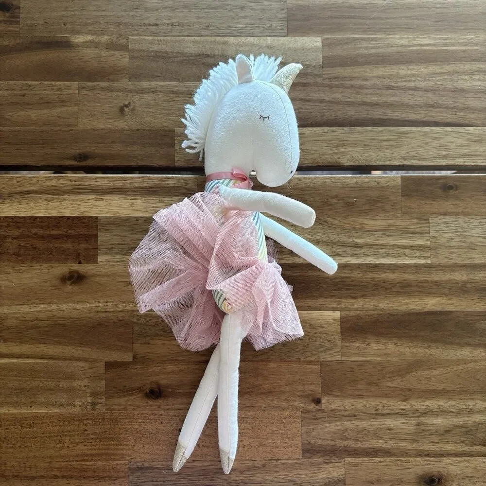 Alimrose Yvette Plush Unicorn‎ Toy Doll Rainbow Stripes Girls Pink Tutu Skirt